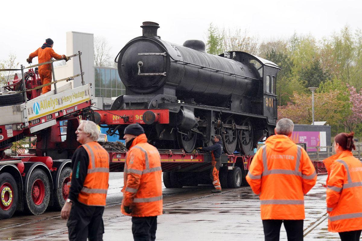 The Q7 locomotive is moved into Locomotion's £8m New Hall in in Shildon, County Durham as part of the National Railway Museum's biggest ever shunt of 46 vehicles. Credit: PA <i>(Image: PA)</i>
