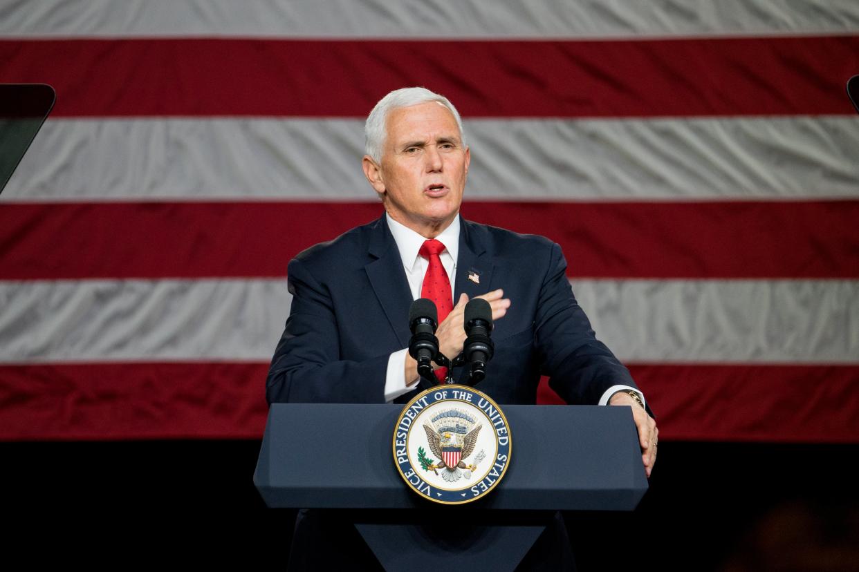 <p>Vice President Mike Pence speaks in Georgia to campaign for the Senate runoff </p> (Getty Images)