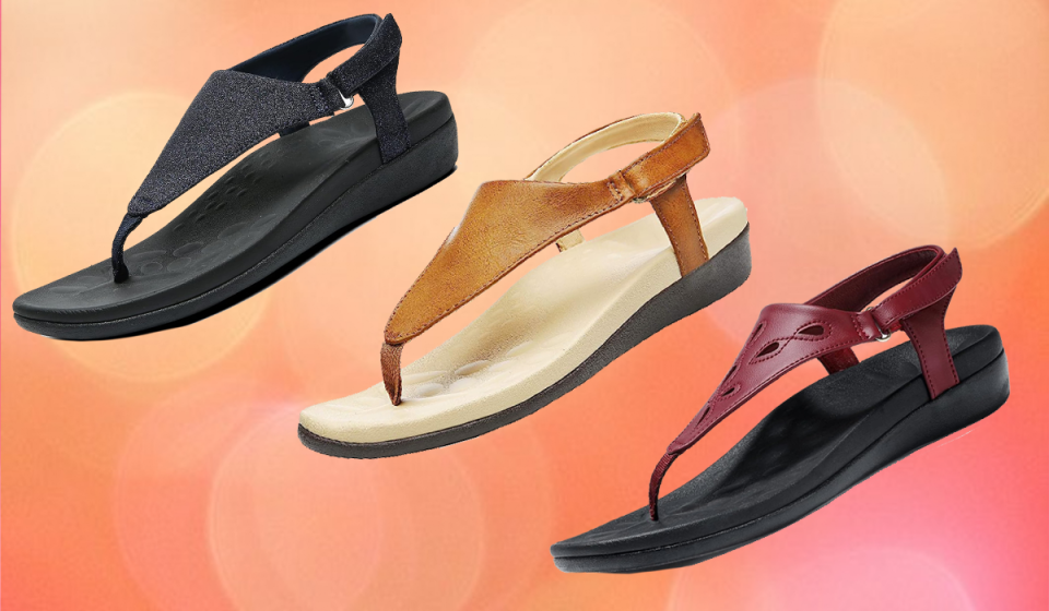 Utenag sandals in black, tan and red