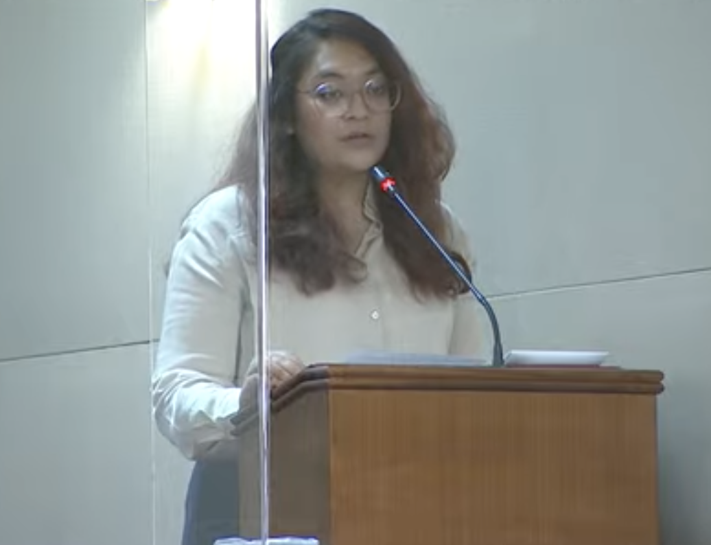 The Workers' Party Member of Parliament for Sengkang GRC Raeesah Khan speaking in Parliament on 1 November 2021. (Screenshot: Ministry of Communications and Information/YouTube)