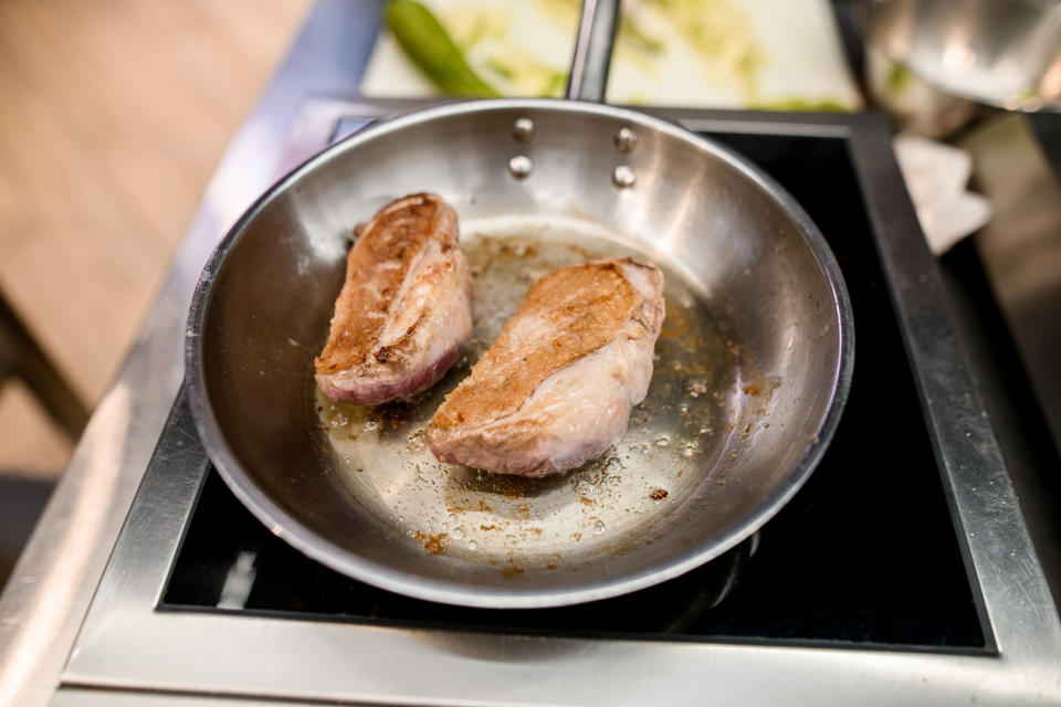 Cooking chicken in a skillet