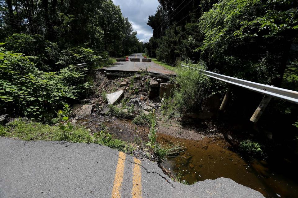 The collapsed Kungle Road in Norton in July 2021.