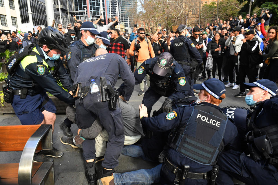 Some 3000 people participated in an anti-lockdown rally in Sydney's CBD, the same day NSW reported 163 new Covid-19 cases. Source: AAP