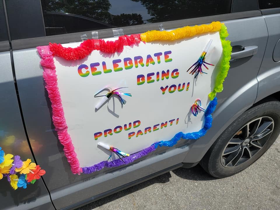 Free Mom Hugs-NC Crystal Coast during a May 2021 pride ride at Union Point Park in New Bern.