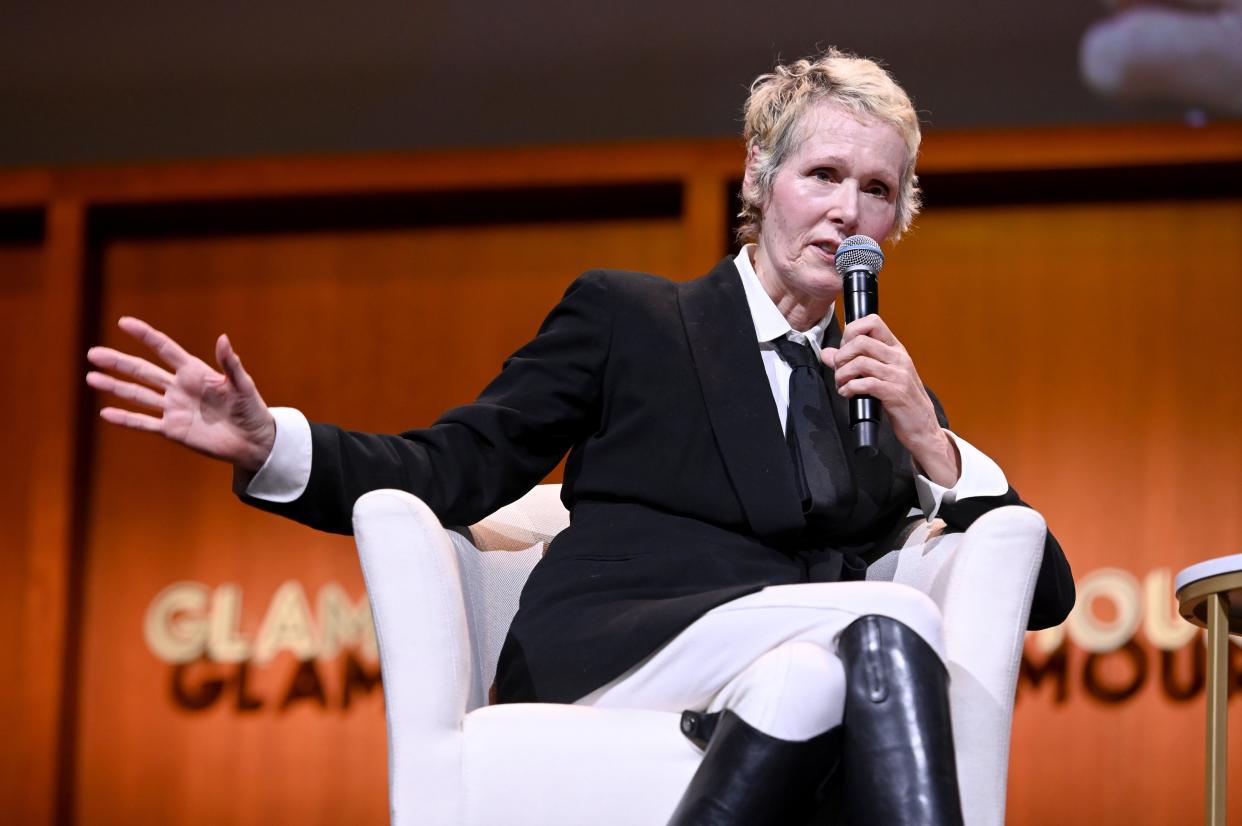 E Jean Carroll speaks onstage during the How to Write Your Own Life panel at the 2019 Glamour Women Of The Year Summit  (Getty Images for Glamour)