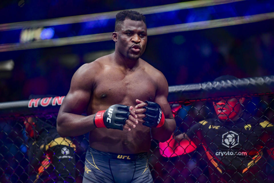 Former UFC heavyweight champion Francis Ngannou announced Monday that his 15-month-old son Kobe had died. (Gary A. Vasquez/Reuters)