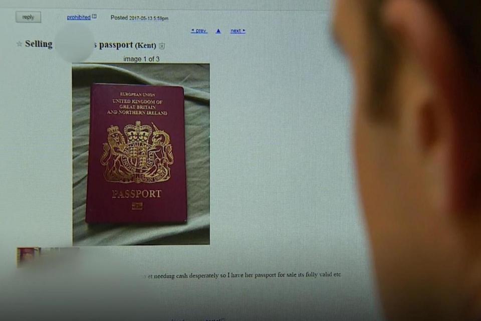 A stolen passport was being sold for £550 on the website, the probe found. (BBC)