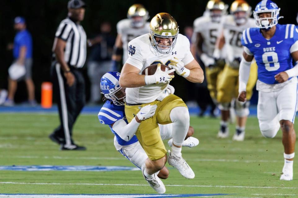Notre Dame tight end Mitchell Evans wants its cool and rainy and windy on Saturday for a showdown against No. 10 USC.