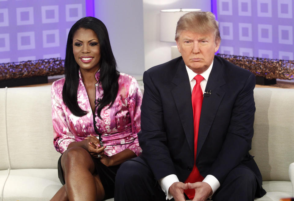 Former <i>Apprentice</i> and White House colleagues Omarosa Manigault Newman and Donald Trump in 2010. (Photo: Peter Kramer/NBC/NBCU Photo Bank via Getty Images)