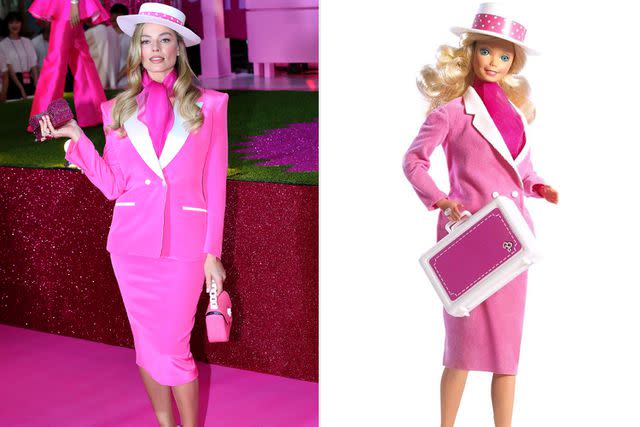 <p>Han Myung-Gu/WireImage, Mattel</p> Margot Robbie attends a 'Barbie' event