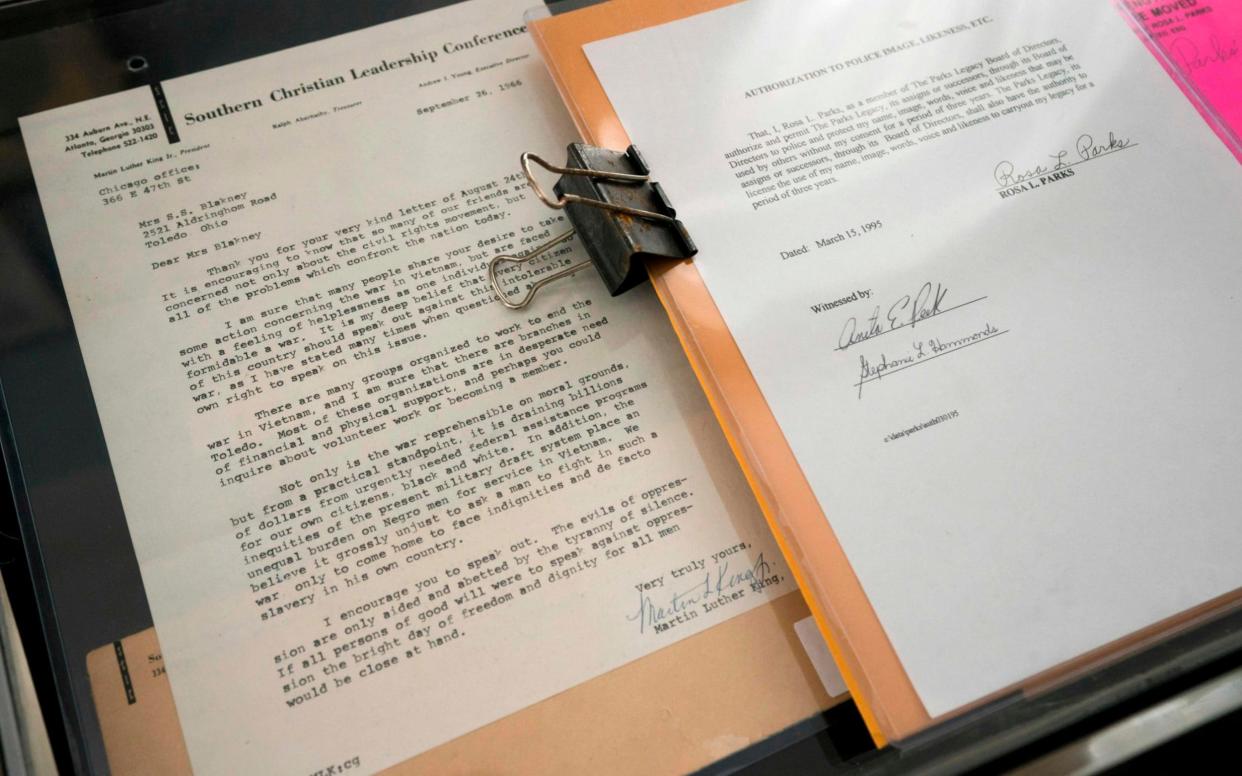 A Martin Luther King Jr. Letter discussing the Vietnam War and legal documents signed by Rosa Parks. The guidance could herald the beginning of the end for the old-style signature - AFP