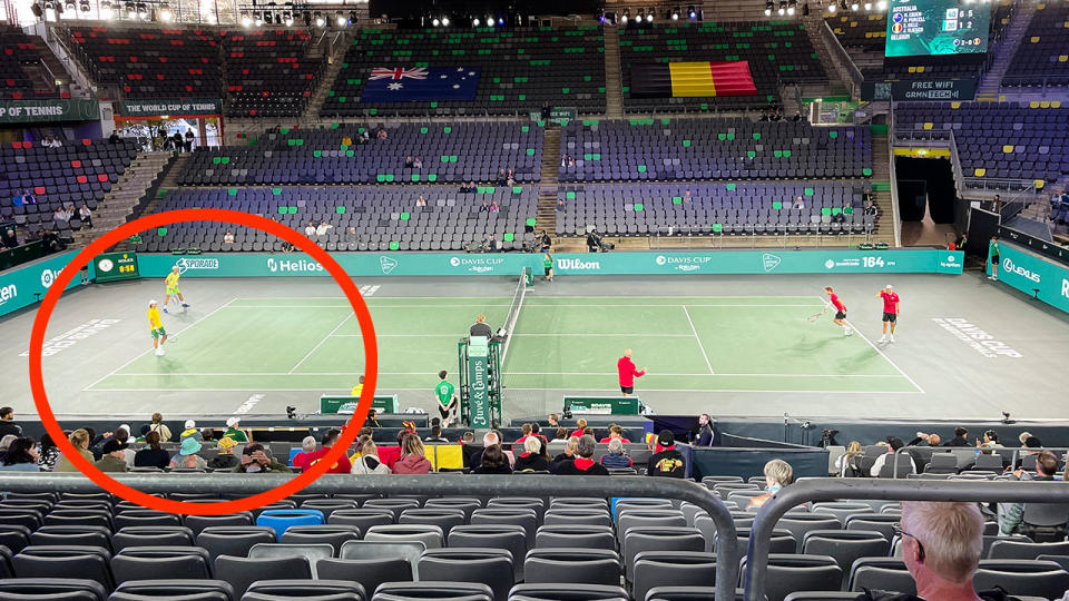 Australia's Davis Cup tie against Belgium was played in front of a largely empty stadium in Hamburg. Pic: Getty