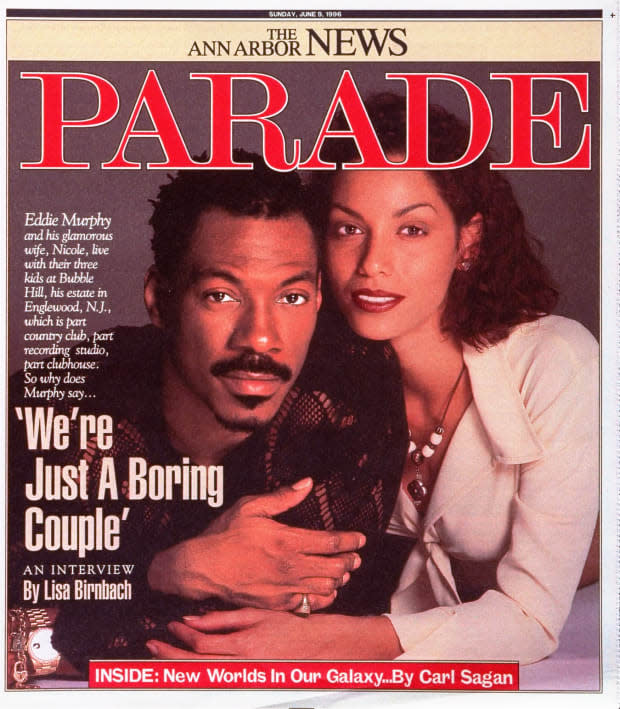 <p>Murphy at 35 was about to star in <em>The Nutty Professor</em> and was living happily in New Jersey with wife, Nicole Mitchell, 28, a former model whom he married in 1993. They shared three children, Bira, Myles and Shane. “We’re just a boring couple,” Murphy told <em>Parade</em>. “My home life is normal. The only way you can stay in touch with real emotions is to have a real life.” Murphy met Mitchell in 1988 at a lunch where Jesse Jackson was speaking. “We had two kids before we got married,” he said. “I wasn’t ready for marriage. She never pressured me. We both loved the babies and got closer and closer. We got married because we <em>wanted</em> to.” The couple divorced in 2016.</p>