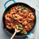 <p>Serve spicy blackened shrimp and tender vegetables over aromatic basmati rice for an easy skillet supper. Use precooked microwave rice so you don't have to mess up another pan. This one-pan dinner is perfect for company, but easy enough to make on a weeknight.</p> <p> <a href="https://www.eatingwell.com/recipe/278410/one-pan-spicy-okra-shrimp/" rel="nofollow noopener" target="_blank" data-ylk="slk:View Recipe;elm:context_link;itc:0" class="link ">View Recipe</a></p>
