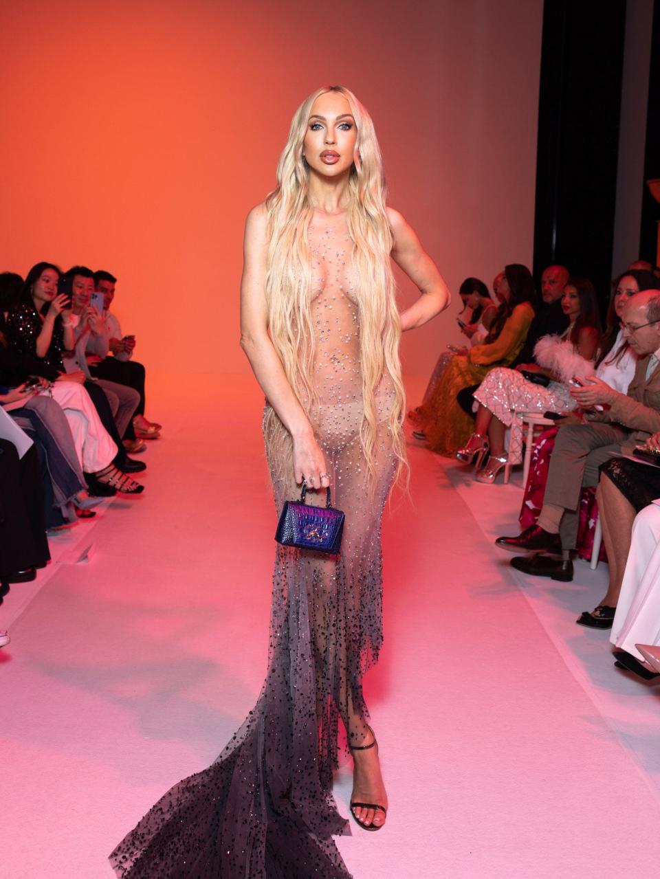 Christine Quinn attends the Georges Hobeika runway show in Paris, France, on July 3, 2023.