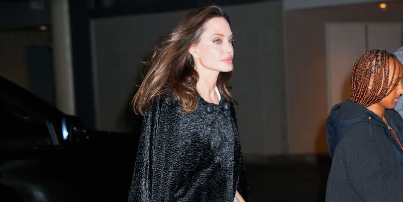 new york, new york january 11 angelina jolie and zahara jolie pitt are seen outside lincoln center on january 11, 2023 in new york city photo by gothamgc images