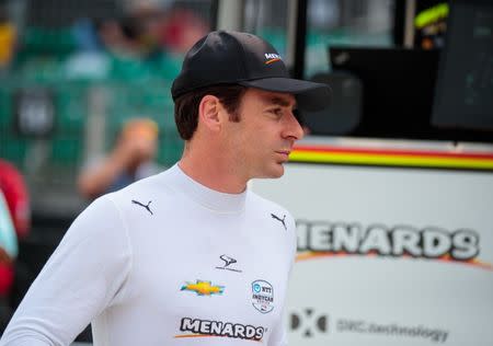May 24, 2019; Indianapolis, IN, USA; IndyCar Series driver Simon Pagenaud during Carb Day practice for the 103rd Running of the Indianapolis 500 at Indianapolis Motor Speedway. Mandatory Credit: Mark J. Rebilas-USA TODAY Sports
