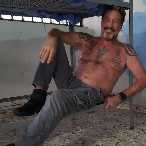 McAfee posing in a jail cell in the Dominican Republic - officialmcafee/Twitter