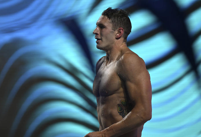 Ryan Murphy of the United States before the Men 200m Backstroke final at the 19th FINA World Championships in Budapest, Hungary, Thursday, June 23, 2022. (AP Photo/Anna Szilagyi)