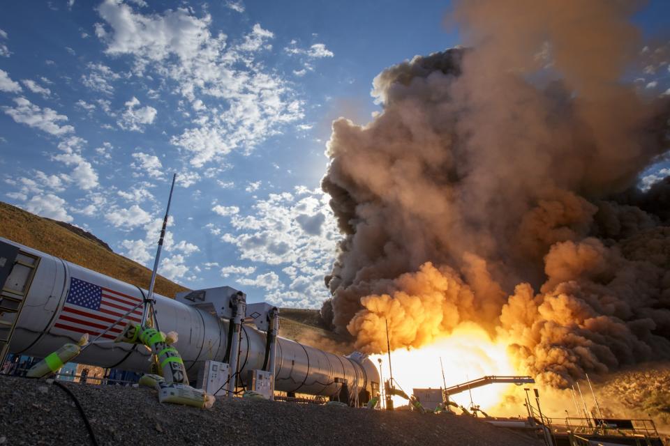 Space Launch System rocket booster test in Utah