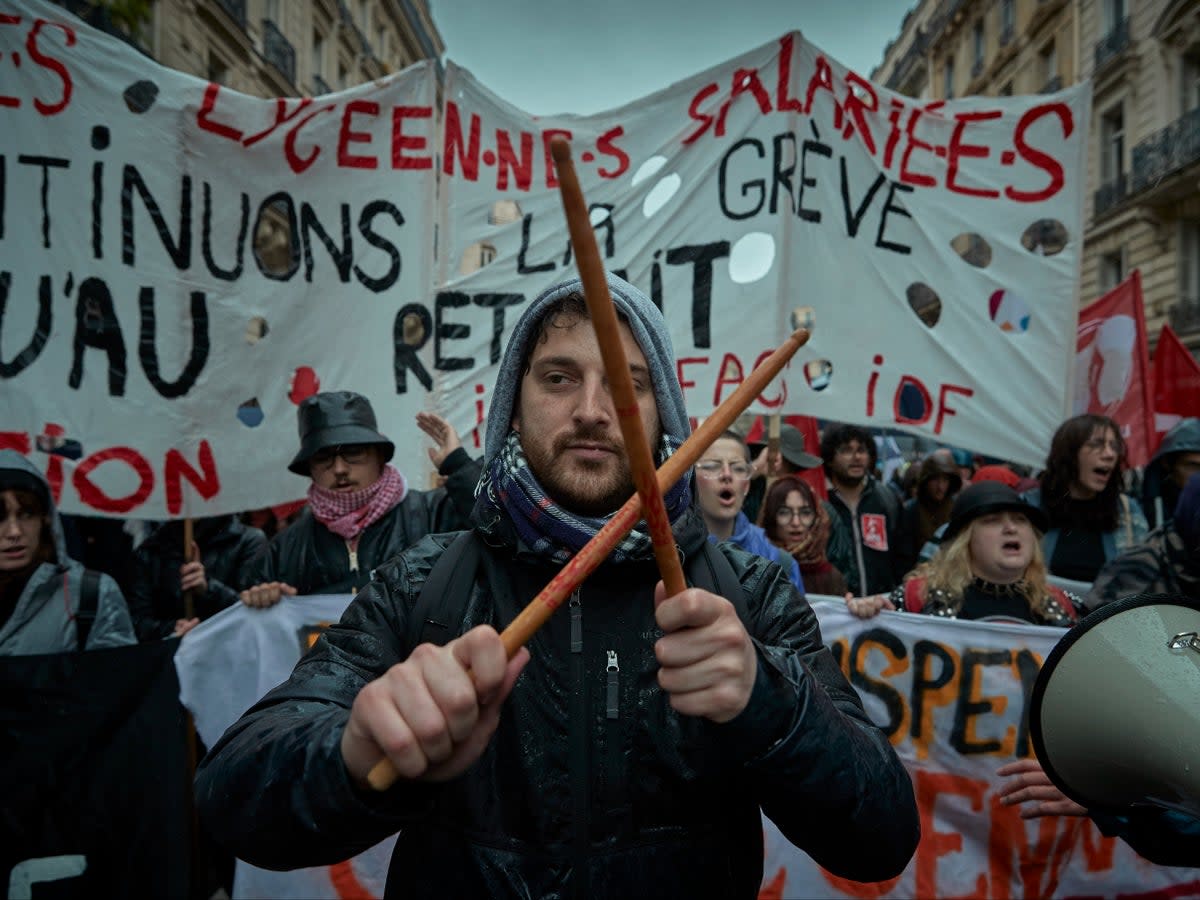 Protesters chant and demonstrate in central Paris (Getty)