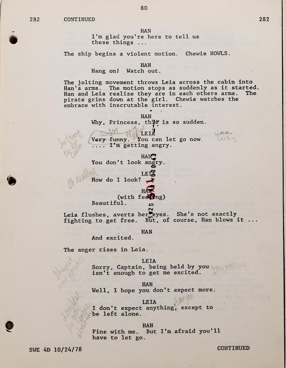 <p>This is an item for the <em>Star Wars</em> fan who thinks he or she has everything: Fisher’s personal hand-annotated shooting script from <em>Star Wars: Episode V: The Empire Strikes Back </em>from 1980. Estimated auction price: $30,000-$50,000.</p>