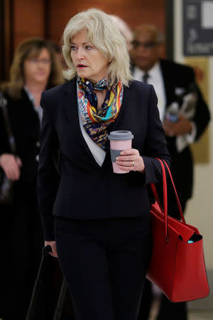 Kathleen Bliss, lawyer for actor and comedian Bill Cosby, arrives for the tenth day of Cosby's retrial for his sexual assault case at the Montgomery County Courthouse in Norristown, Pennsylvania on April 20, 2018.Dominick Reuter/Pool via REUTERS