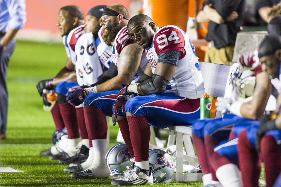 Michael Sam played just one game for the Montreal Alouettes, his only regular-season action as a professional football player. (Getty Images)