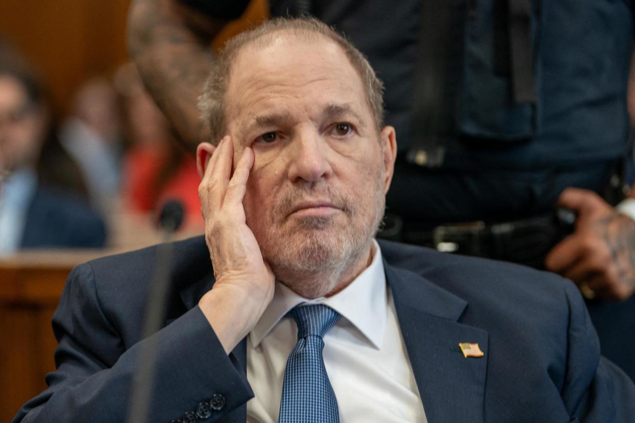 <span>Harvey Weinstein in court in New York on 1 May 2024.</span><span>Photograph: David Dee Delgado/AFP/Getty Images</span>