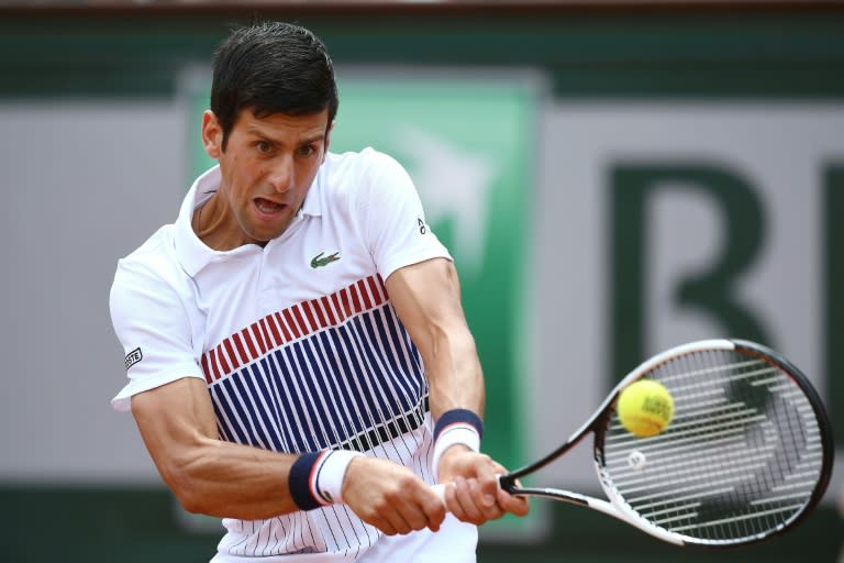 Serbia's Novak Djokovic in action against Spain's Marcel Granollers during their first round match at the French Open in Paris, on May 29, 2017