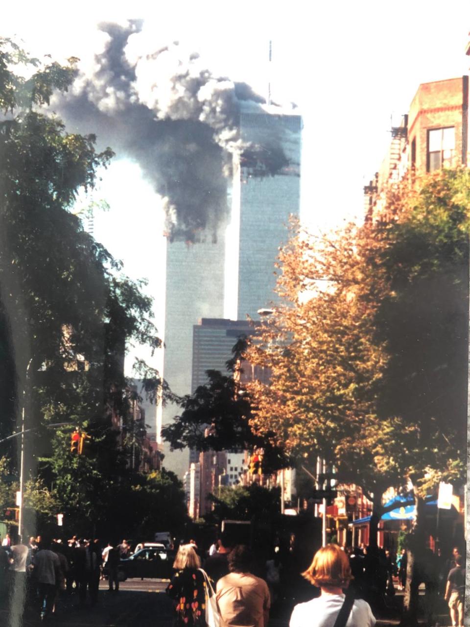 Kevin Larsh had gotten his camera and was standing at the corner of Broadway and Houston as the second plane hit the South tower.