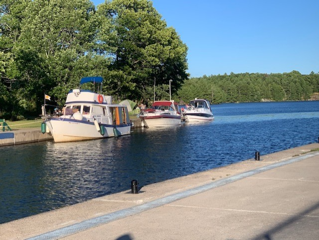 The MV Alvin James tied on the wall at Trent Severn Waterway in Canada as Manitowoc's James and Jill Iverson complete America's Great Loop.