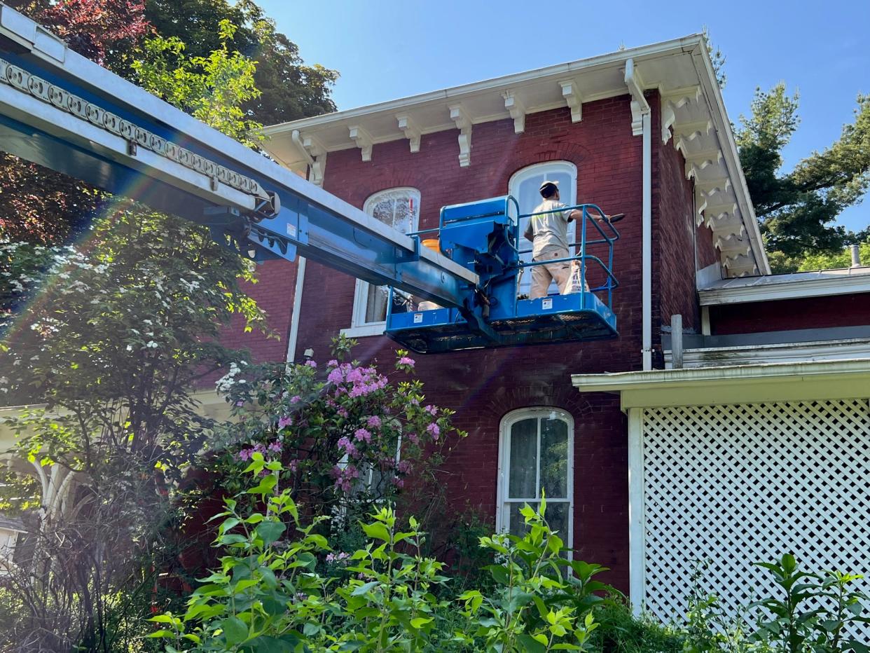 Tuckpointing work has been a major project at the Mabel Hartzell Historical Home over the past two years. The house, which was built in 1867 by Matthew Earley, is operated as a museum by the Alliance Historical Society.