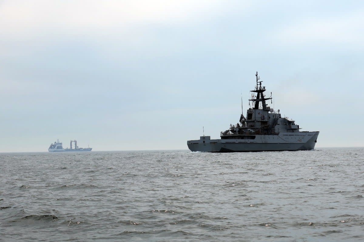 HMS Mersey shadowed a Russian tanker as it passed through the English Channel (PA)