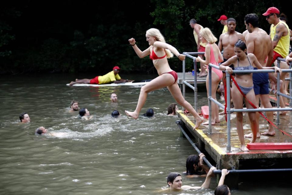 Londoners enjoy the water at Hampstead Heath bathing ponds (AFP/Getty Images)