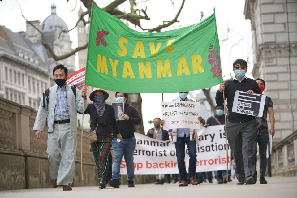 Myanmar, which has sent police to receive training in the UK, has been accused of human rights abuses by protesters across the world (Aaron Chown/PA) (PA Wire)