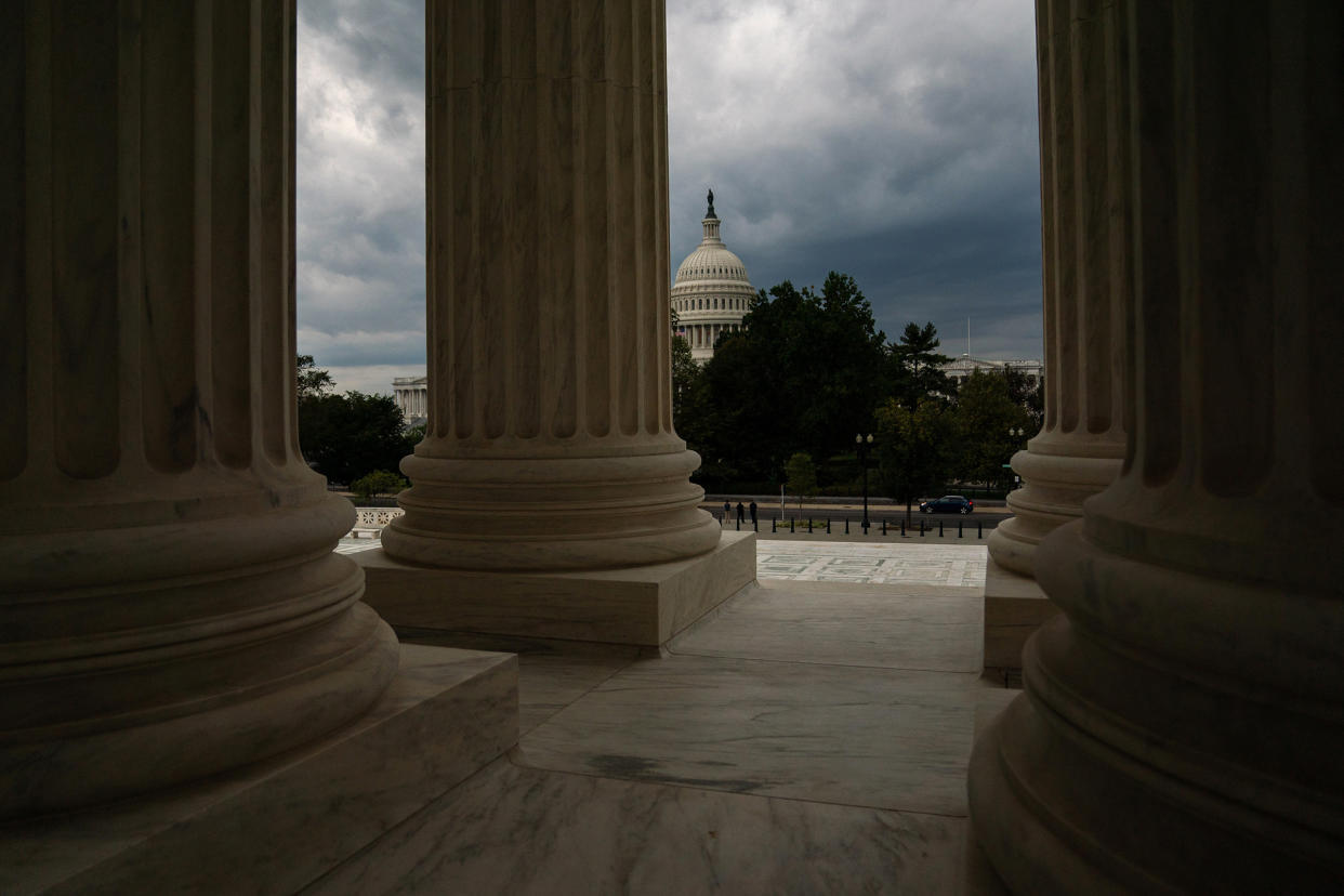 A view of the U.S. Capitol Building from the Supreme Court in Washington, on Oct. 1, 2020.