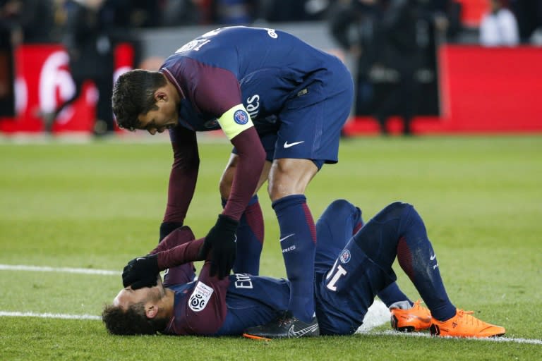 Neymar was visibly in pain after turning his ankle, making him a doubt for the Real match