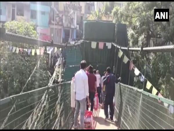 International Suspension Bridge at Dharchula opened for Nepali nationals for 5 hours on Wednesday. (Photo/ANI)