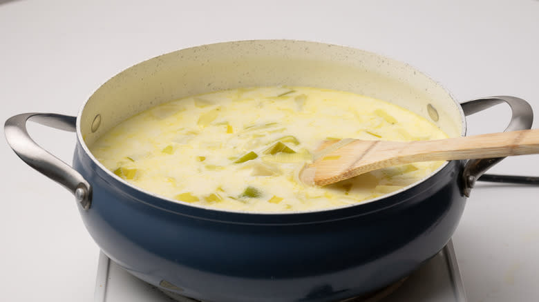 creamy soup in a pan