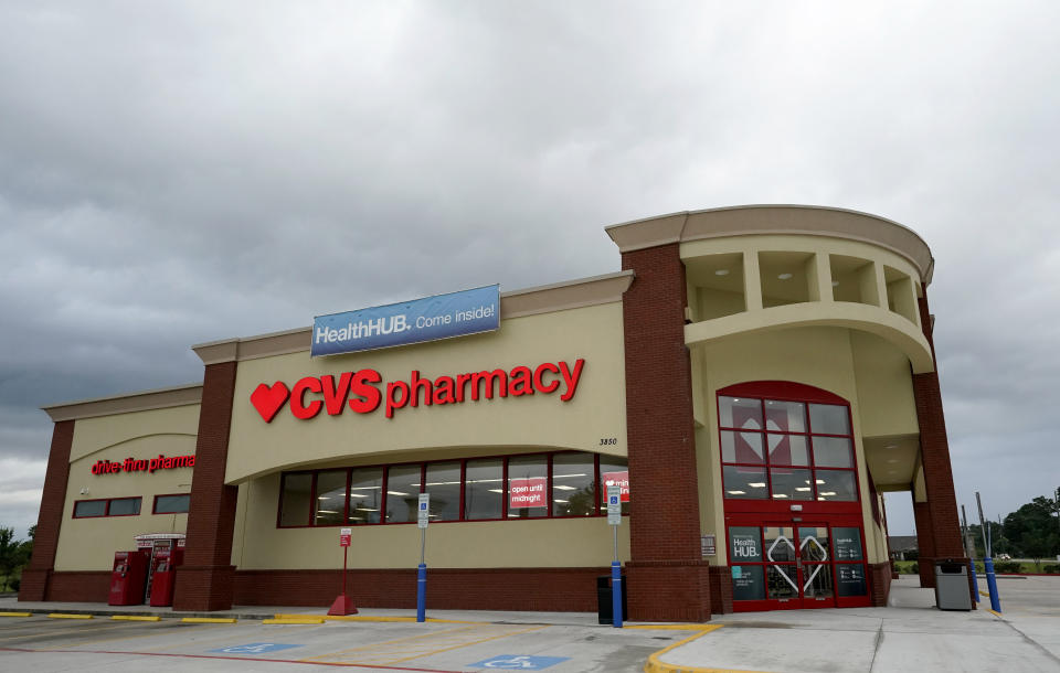 FILE - In this May 30, 2019, file photo, a CVS store with the new HealthHUB is shown in Spring, Texas. . Lawsuits filed by two Ohio counties against retail pharmacy chains CVS, Walgreens, Rite Aid, Walmart and Giant Eagle claiming their opioid dispensing practices flooded communities with pain pills and were a a public nuisance can continue after U.S. District Judge Dan Polster, a federal judge in Cleveland, denied the chains' motion to dismiss the complaints in a ruling Thursday, Aug. 6, 2020. (AP Photo/David J. Phillip, File)