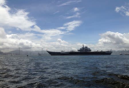 China's aircraft carrier Liaoning sails into Hong Kong, China July 7, 2017. REUTERS/Greg Torode