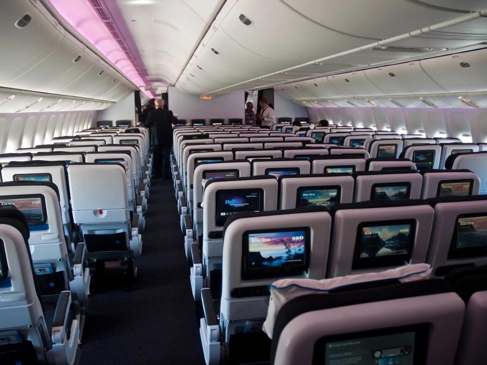 Air New Zealand 777-300ER economy cabin.