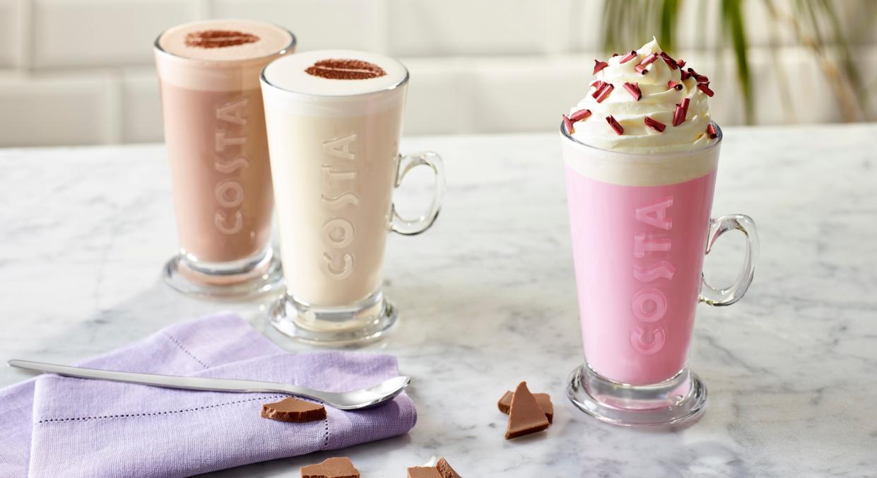 Costa has launched a new pink hot chocolate that's ideal for sharing on social media [Image: Costa]