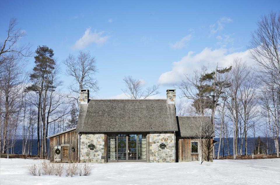 a party barn in a picturesque, snowy setting