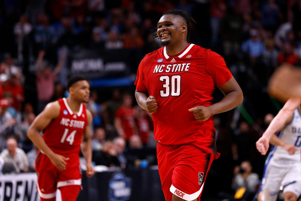 DJ Burns Jr. and the NC State Wolfpack have been one of the big stories of this NCAA tournament. (Photo by Lance King/Getty Images)