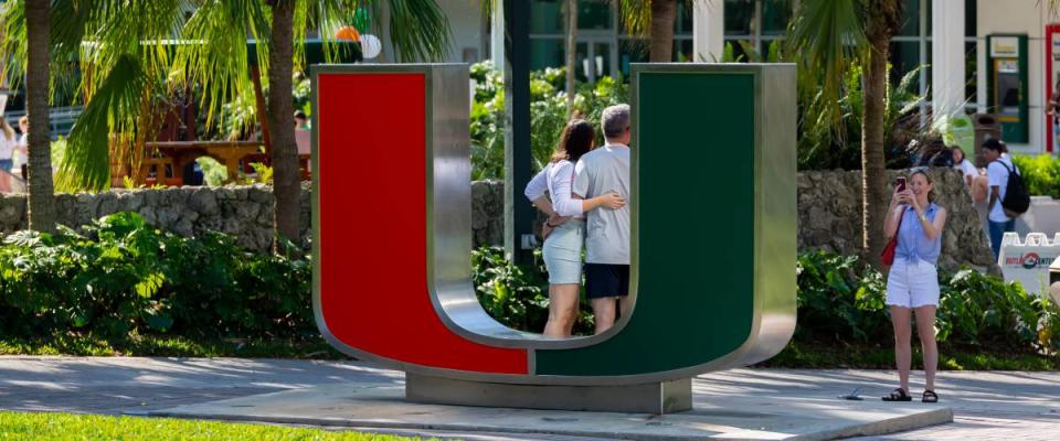 University of Miami logo monument on campus