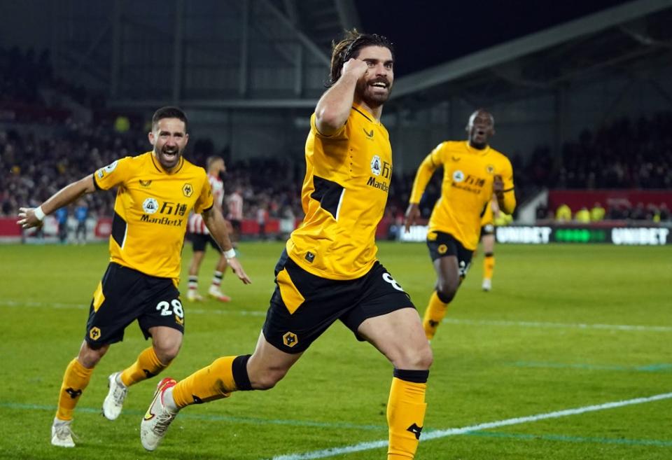 Ruben Neves celebrates scoring the winner for Wolves   (PA Wire)