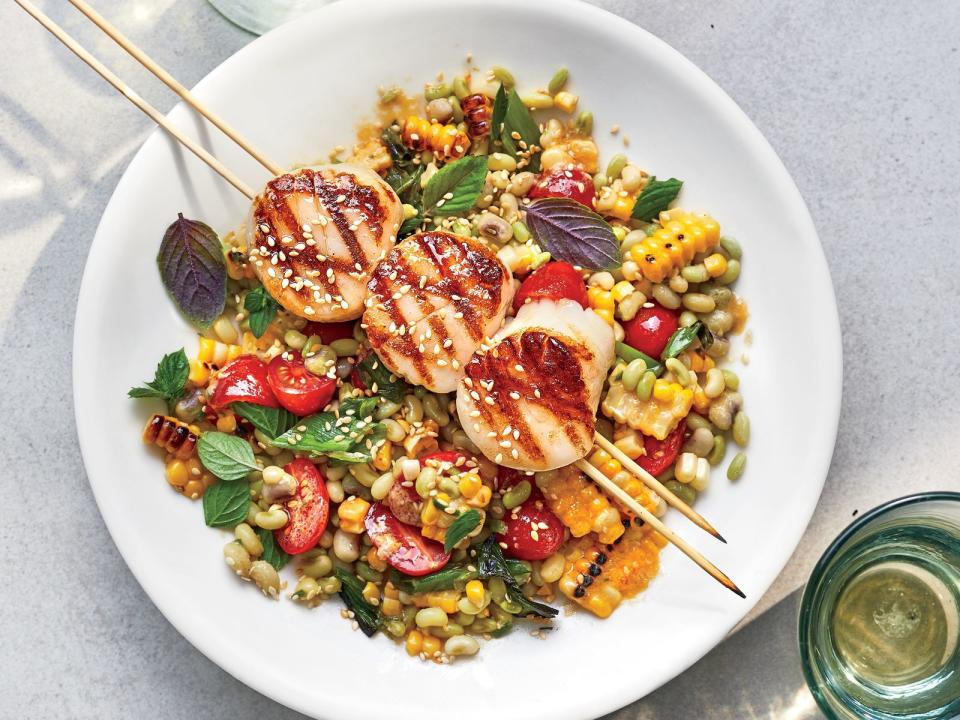 Grilled Scallops with Miso-Corn Salad (30 minutes)