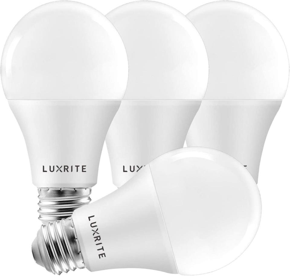 <div><p>"Consider the warmth of your lightbulbs, as the bluer lights are more dreary," Kase said. "I recommend 2700K LED lightbulbs for the soft warm light."</p><p><i>You can buy the <a href="https://www.amazon.com/Luxrite-Equivalent-Dimmable-Enclosed-Standard/dp/B07V57Z4RK" rel="nofollow noopener" target="_blank" data-ylk="slk:2700K LED lightbulbs;elm:context_link;itc:0;sec:content-canvas" class="link ">2700K LED lightbulbs</a> from Amazon for around $23. </i></p></div><span> Amazon</span>